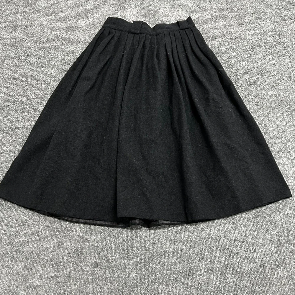 Unbranded Skirt Womens Size 24 Black Pleated Wool Blend Midi A-Line Classic